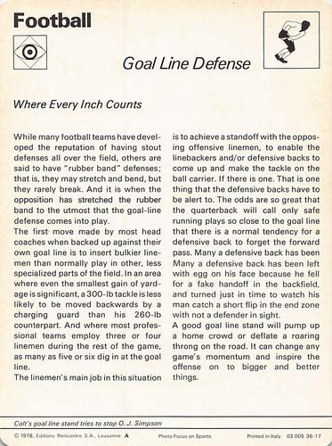 1977-79 Sportscaster Series 36 #36-17 Goal Line Defense Back