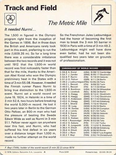 1977-79 Sportscaster Series 36 #36-24 The Metric Mile Back