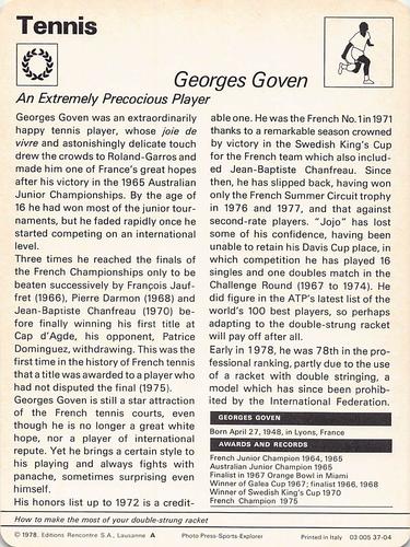 1977-79 Sportscaster Series 37 #37-04 Georges Goven Back