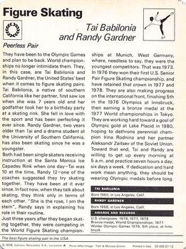 1977-79 Sportscaster Series 37 #37-12 Tai Babilonia / Randy Gardner Back