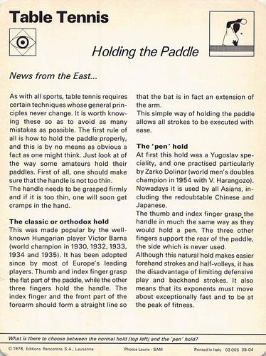 1977-79 Sportscaster Series 38 #38-04 Holding the Paddle Back