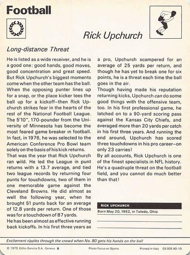 1977-79 Sportscaster Series 40 #40-10 Rick Upchurch Back