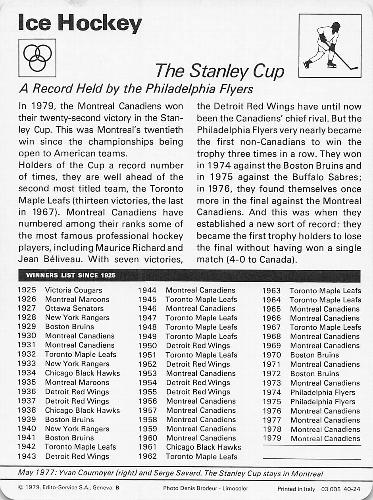 1977-79 Sportscaster Series 40 #40-24 The Stanley Cup Back