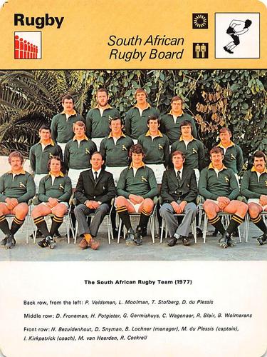 1977-79 Sportscaster Series 41 #41-17 South African Rugby Front