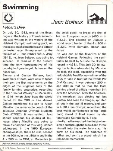 1977-79 Sportscaster Series 41 #41-23 Jean Boiteux Back