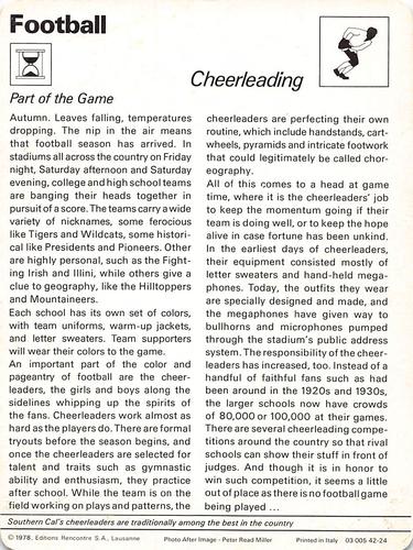 1977-79 Sportscaster Series 42 #42-24 Cheerleading Back