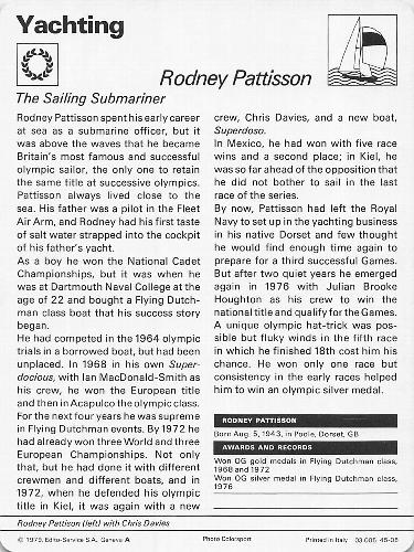 1977-79 Sportscaster Series 45 #45-08 Rodney Pattisson Back