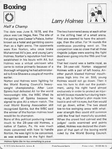 1977-79 Sportscaster Series 45 #45-12 Larry Holmes Back