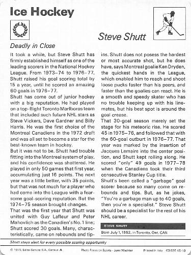 1977-79 Sportscaster Series 45 #45-13 Steve Shutt Back