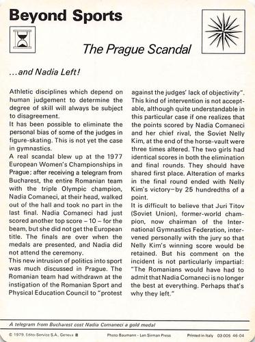 1977-79 Sportscaster Series 46 #46-04 The Prague Scandal Back