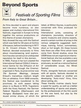 1977-79 Sportscaster Series 47 #47-17 Festivals of Sporting Films Back