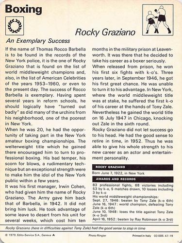 1977-79 Sportscaster Series 47 #47-19 Rocky Graziano Back