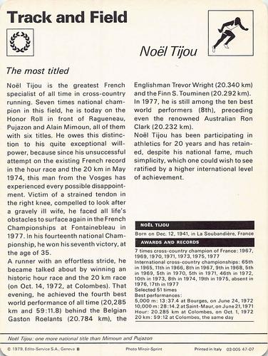 1977-79 Sportscaster Series 47 #47-07 Noel Tijou Back