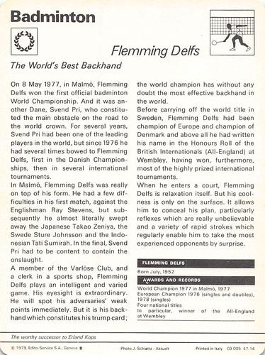 1977-79 Sportscaster Series 47 #47-14 Flemming Delfs Back