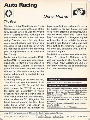1977-79 Sportscaster Series 48 #48-19 Denis Hulme Back