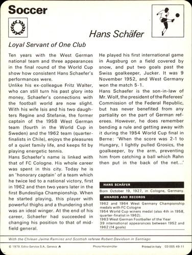 1977-79 Sportscaster Series 49 #49-11 Hans Schafer Back