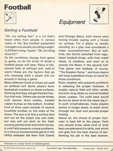 1977-79 Sportscaster Series 50 #50-01 Equipment Back