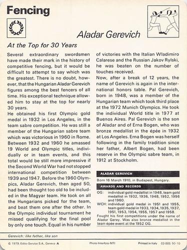 1977-79 Sportscaster Series 50 #50-10 Aladar Gerevich Back