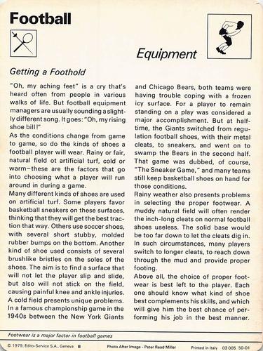 1977-79 Sportscaster Series 50 #50-01 Equipment Back