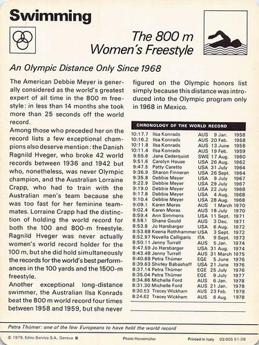 1977-79 Sportscaster Series 51 #51-08 The 800m Women's Freestyle Back