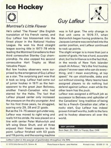 1977-79 Sportscaster Series 51 #51-18 Guy Lafleur Back