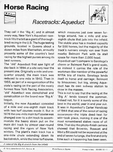1977-79 Sportscaster Series 52 #52-11 Racetracks: Aqueduct Back