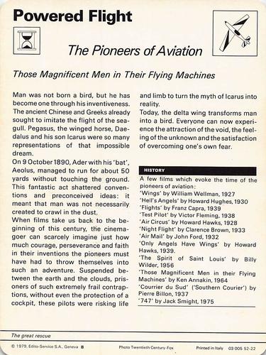 1977-79 Sportscaster Series 52 #52-22 The Pioneers of Aviation Back