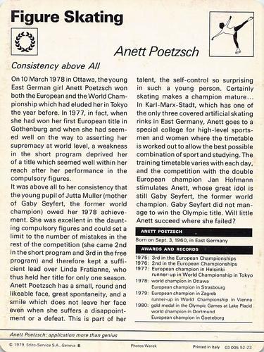 1977-79 Sportscaster Series 52 #52-23 Anett Poetzsch Back