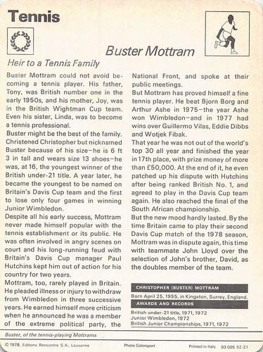 1977-79 Sportscaster Series 52 #52-21 Buster Mottram Back