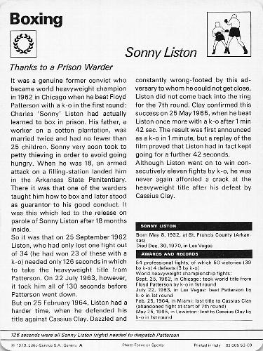 1977-79 Sportscaster Series 53 #53-09 Sonny Liston Back