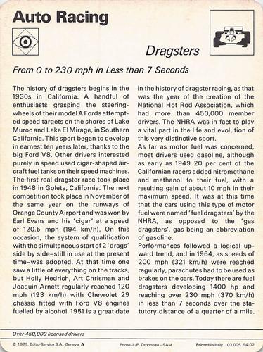 1977-79 Sportscaster Series 54 #54-02 Dragsters Back