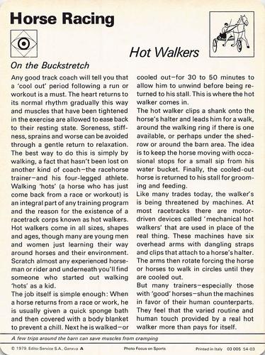 1977-79 Sportscaster Series 54 #54-03 Hot Walkers Back