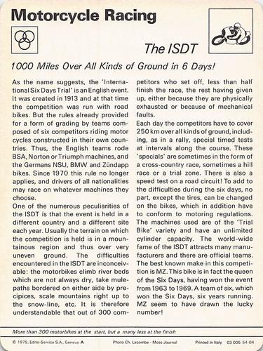 1977-79 Sportscaster Series 54 #54-04 The ISDT 1500km Back