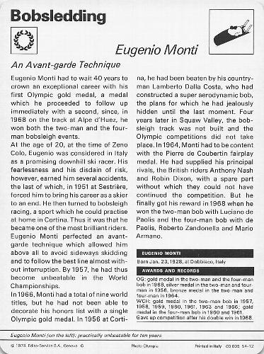 1977-79 Sportscaster Series 54 #54-12 Eugenio Monti Back