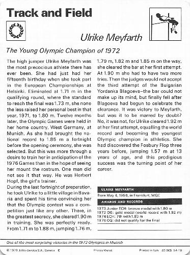 1977-79 Sportscaster Series 54 #54-18 Ulrike Meyfarth Back