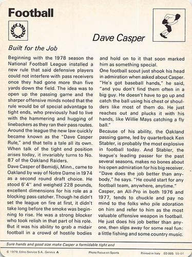 1977-79 Sportscaster Series 55 #55-01 Dave Casper Back