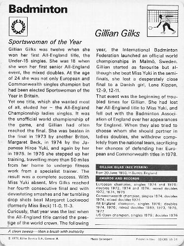 1977-79 Sportscaster Series 55 #55-24 Gillian Gilks Back
