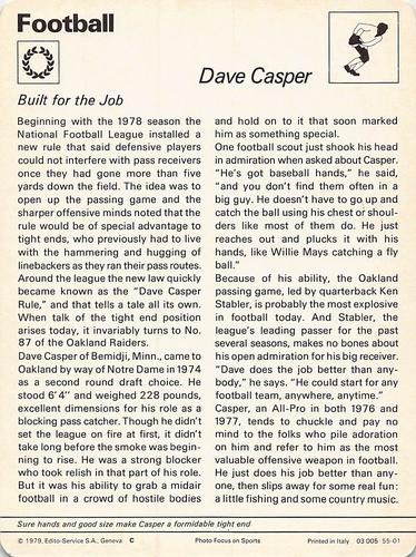 1977-79 Sportscaster Series 55 #55-01 Dave Casper Back