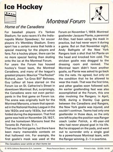 1977-79 Sportscaster Series 56 #56-05 Montreal Forum Back