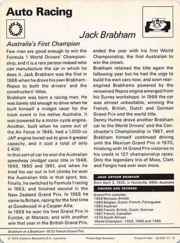 1977-79 Sportscaster Series 57 #57-19 Jack Brabham Back