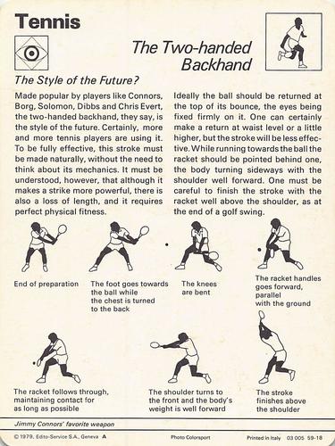 1977-79 Sportscaster Series 59 #59-18 The Two-handed Backhand Back