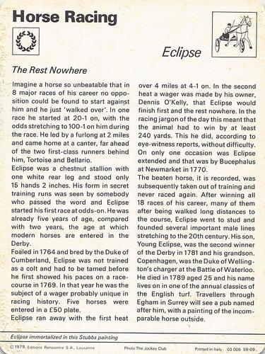 1977-79 Sportscaster Series 59 #59-09 Eclipse Back