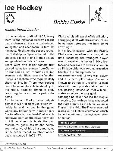 1977-79 Sportscaster Series 60 #60-12 Bobby Clarke Back