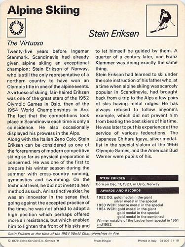 1977-79 Sportscaster Series 61 #61-18 Stein Eriksen Back