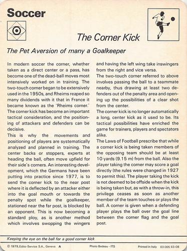 1977-79 Sportscaster Series 63 #63-08 The Corner Kick Back