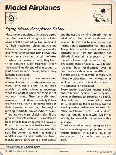 1977-79 Sportscaster Series 63 #63-17 Flying Model Aeroplanes Safely Back