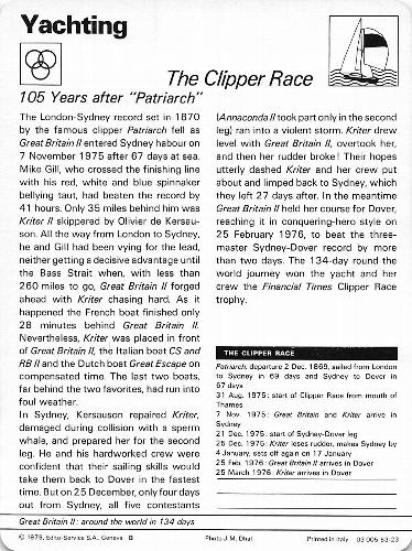 1977-79 Sportscaster Series 63 #63-23 The Clipper Race Back