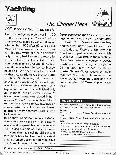 1977-79 Sportscaster Series 63 #63-23 The Clipper Race Back