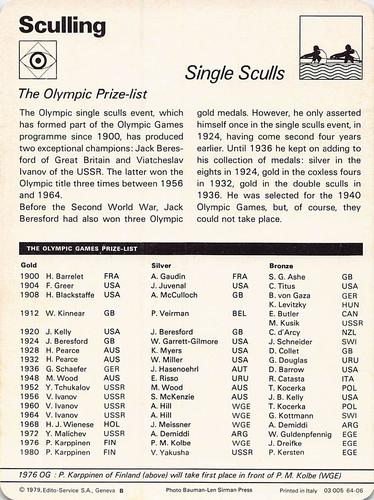 1977-79 Sportscaster Series 64 #64-06 Single Sculls Back