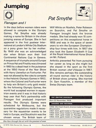 1977-79 Sportscaster Series 64 #64-07 Pat Smythe Back